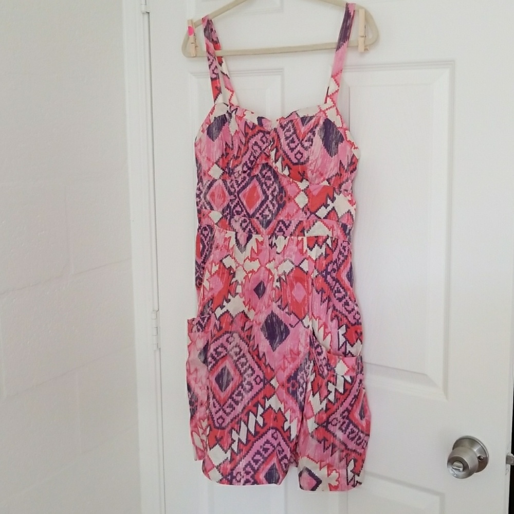 American Eagle aztec print pink dress size 12